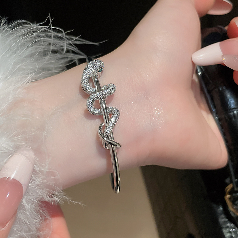 Gold Snake Wrap Bracelet CZ Crystal Brass Jewelry Wholesale